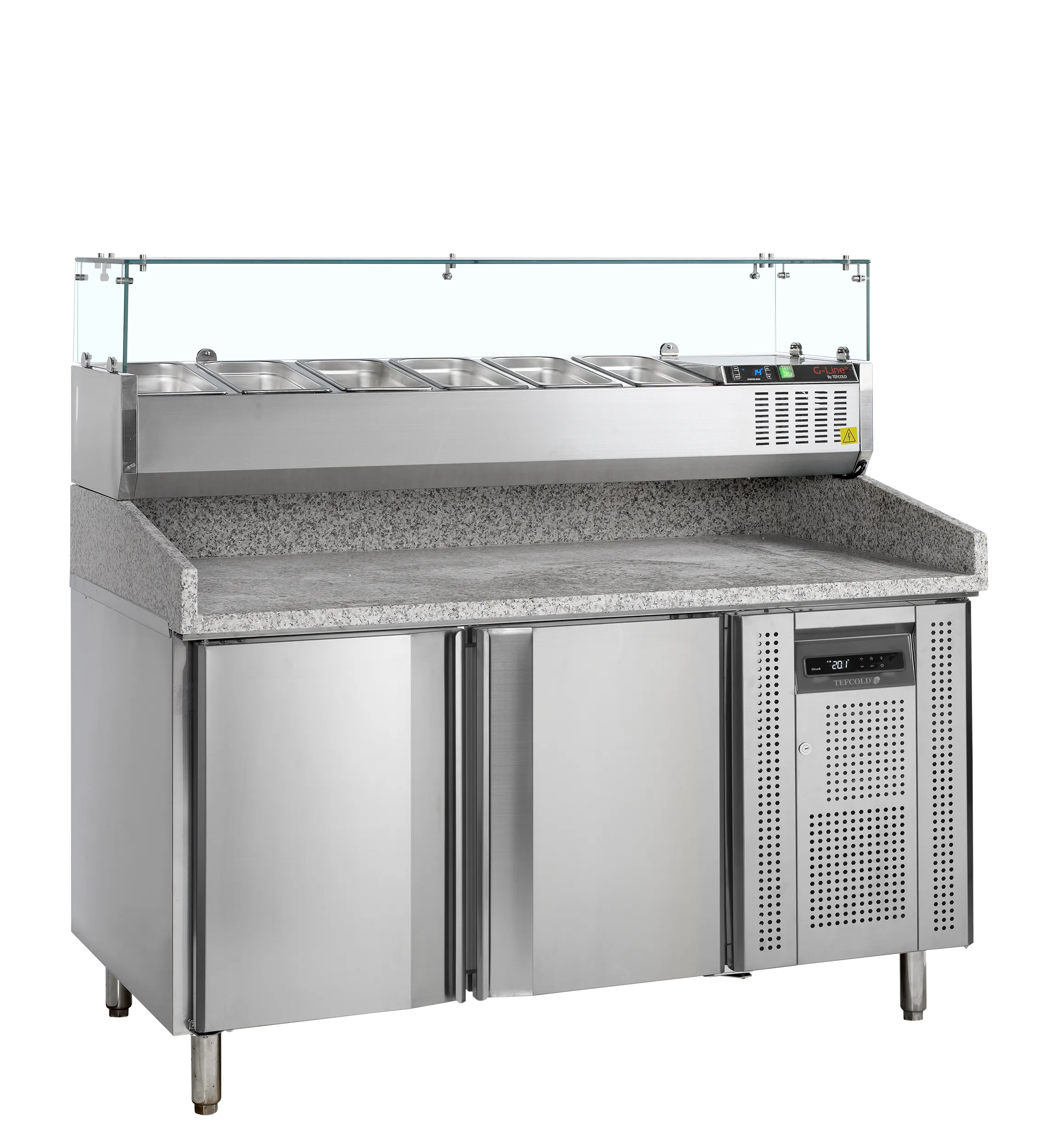 Tefcold PT1200 Pizzatafel GN 1/1 + Opzetvitrine 6x GN 1/3