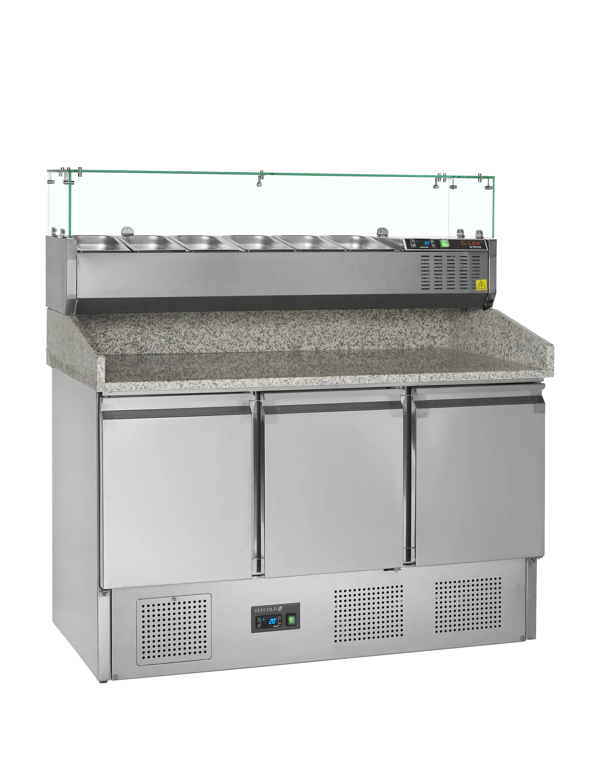 Tefcold PT1365 Pizzatafel GN 1/1 + Opzetvitrine 6x GN 1/4